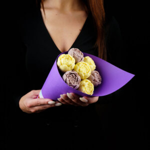 Пионы из шоколада «Дюна» 7 в картоне фиолетовый. фото 1