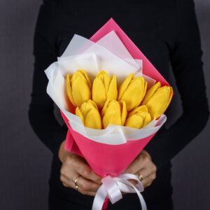 Тюльпаны из шоколада «Виола» 7 шт. розовая упаковка. Фото 3